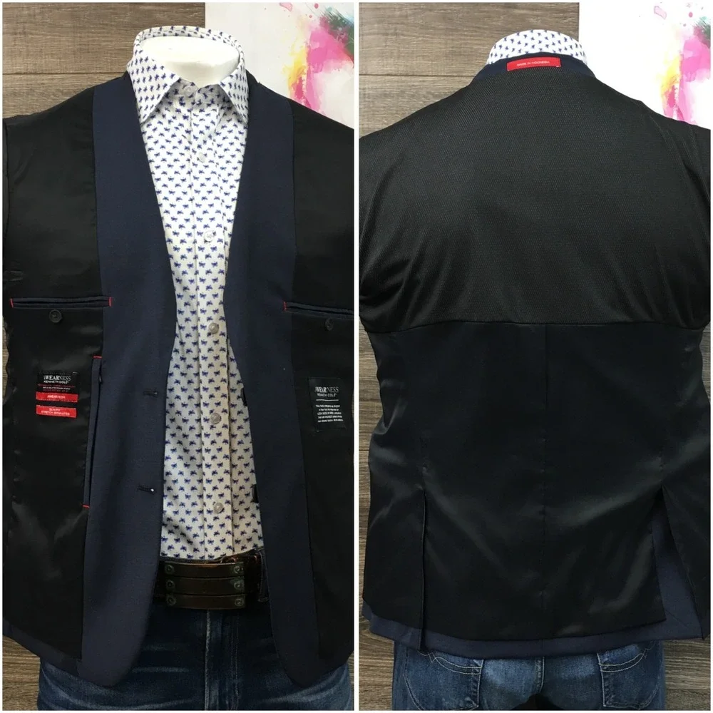 KENNETH COLE Mens Blue Blazer Sport Coat Casual Jacket Size 42S Slim Wool Suit‎